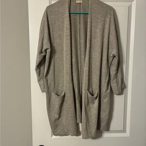 DONNI. Taupe Open-Front Pocket Cardigan